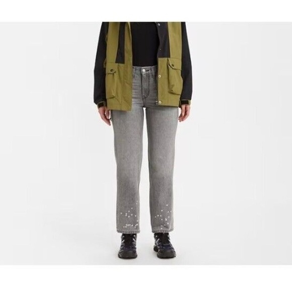 Levis Low Pro‎ Straight Gray Splatter Detail Denim Jeans Size 26 NEW - Picture 11 of 11